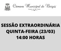 Sessão extraordinária é convocada para a próxima quinta-feira (23).